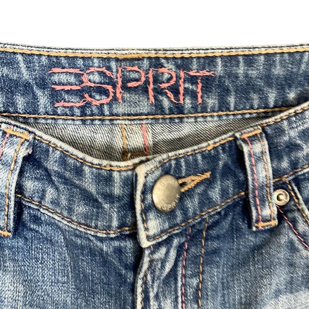 ESPRIT Y2K Boho Embroidered Back Pockets Zipper Detail Cropped Jeans - Picture 2 of 9